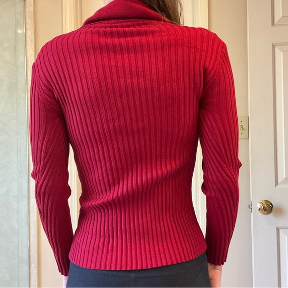 Cowl Neck Sweater, red, soft, stretchy for multi size fit, w/ sunscreen, Sz S - Picture 4 of 6